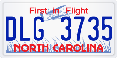 NC license plate DLG3735