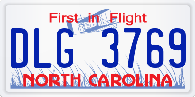 NC license plate DLG3769