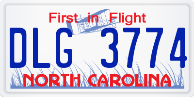 NC license plate DLG3774