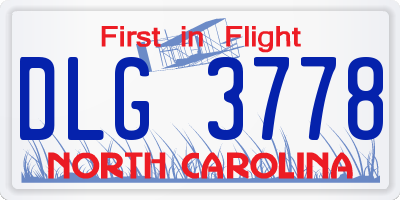 NC license plate DLG3778