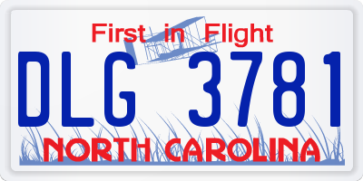 NC license plate DLG3781