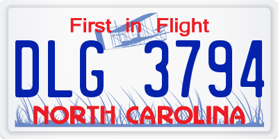 NC license plate DLG3794