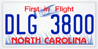 NC license plate DLG3800