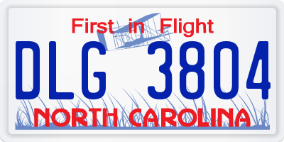 NC license plate DLG3804