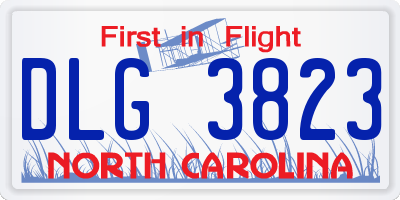 NC license plate DLG3823