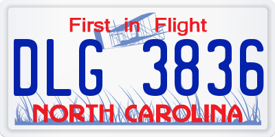 NC license plate DLG3836