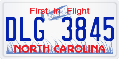 NC license plate DLG3845