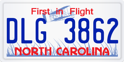 NC license plate DLG3862