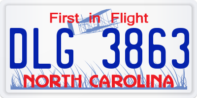 NC license plate DLG3863