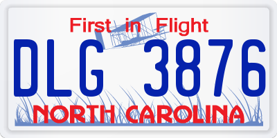 NC license plate DLG3876