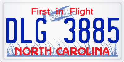 NC license plate DLG3885