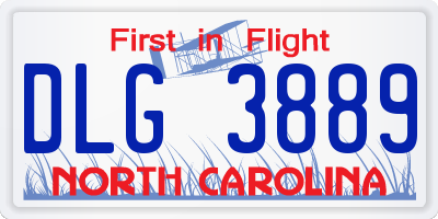 NC license plate DLG3889
