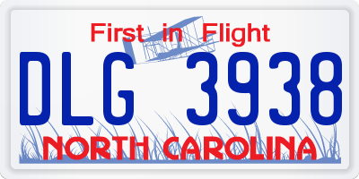 NC license plate DLG3938