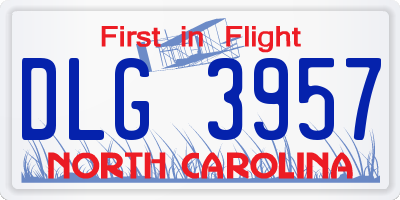 NC license plate DLG3957
