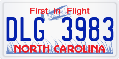 NC license plate DLG3983