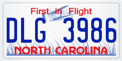 NC license plate DLG3986