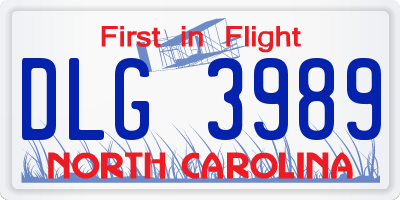 NC license plate DLG3989