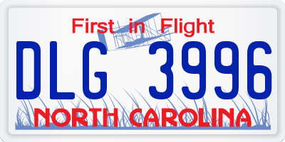 NC license plate DLG3996