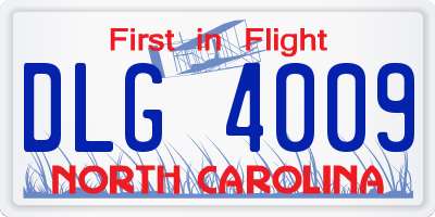 NC license plate DLG4009