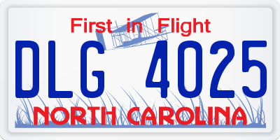 NC license plate DLG4025