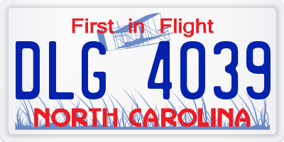 NC license plate DLG4039