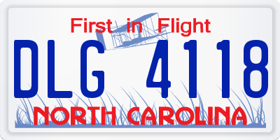 NC license plate DLG4118