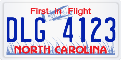 NC license plate DLG4123