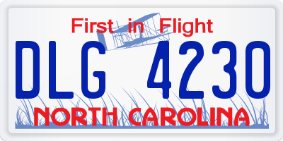 NC license plate DLG4230