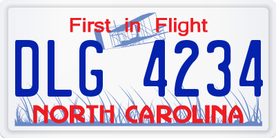 NC license plate DLG4234