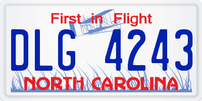 NC license plate DLG4243