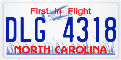 NC license plate DLG4318