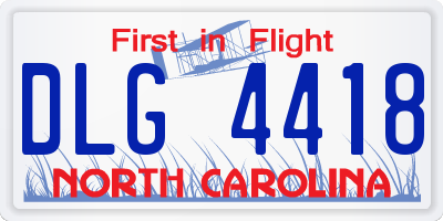 NC license plate DLG4418