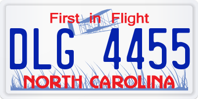 NC license plate DLG4455
