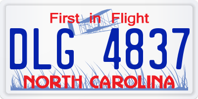 NC license plate DLG4837