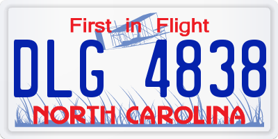NC license plate DLG4838
