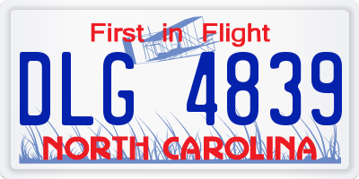 NC license plate DLG4839