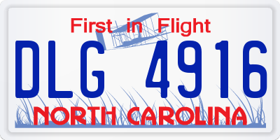 NC license plate DLG4916