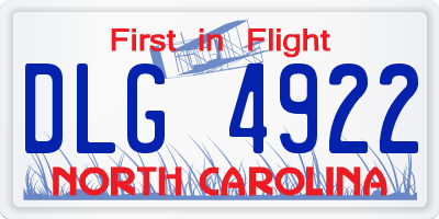 NC license plate DLG4922