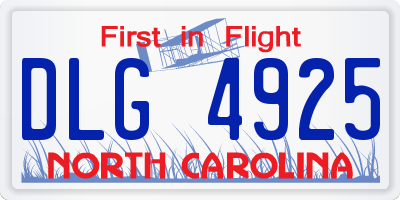 NC license plate DLG4925
