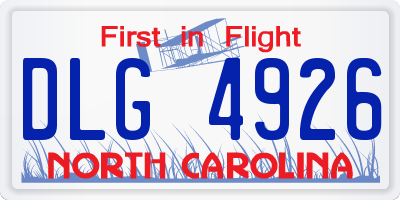 NC license plate DLG4926