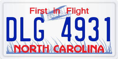 NC license plate DLG4931