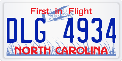 NC license plate DLG4934