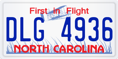 NC license plate DLG4936