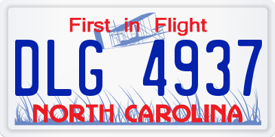 NC license plate DLG4937