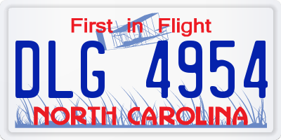 NC license plate DLG4954