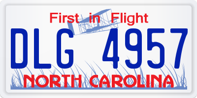 NC license plate DLG4957