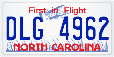 NC license plate DLG4962