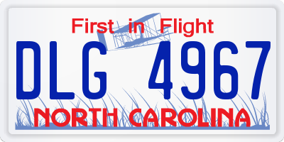NC license plate DLG4967