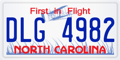NC license plate DLG4982