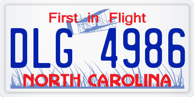 NC license plate DLG4986